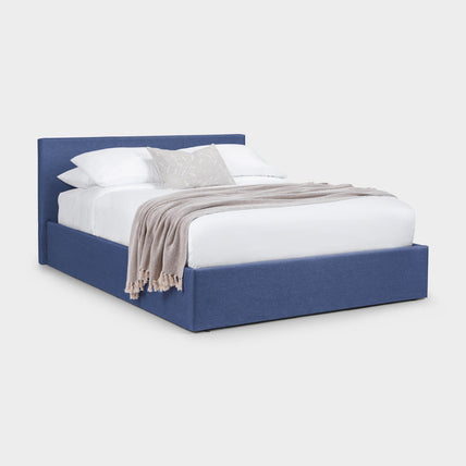 Robin Bed Frame Kingsize Blue Linen Ottoman Storage