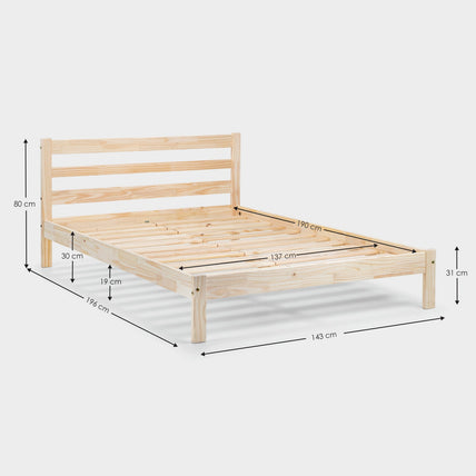 Saskia Bed Frame Double Unfinished Pine