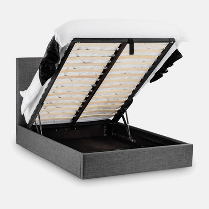 Sorin Bed Frame Kingsize Slate Linen Ottoman Storage