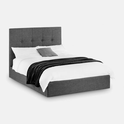 Sorin Bed Frame Kingsize Slate Linen Ottoman Storage