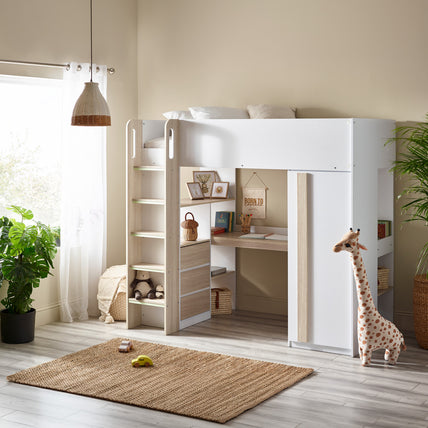 Oasis Highsleeper Bed Wood & White