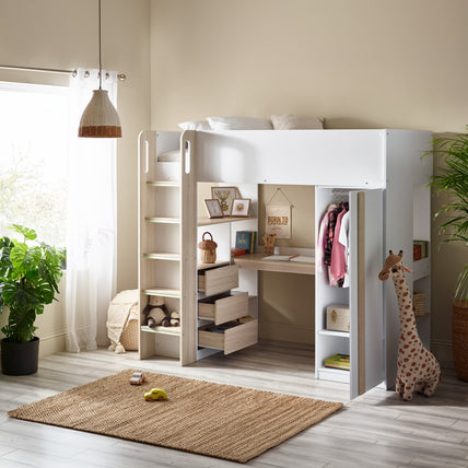 Oasis Highsleeper Bed Wood & White