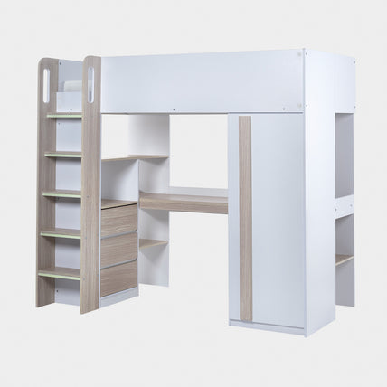 Oasis Highsleeper Bed Wood & White