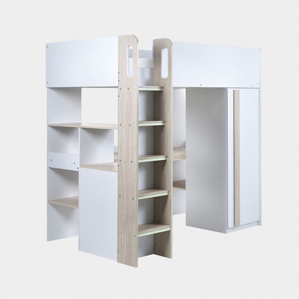 Oasis Highsleeper Bed Wood & White