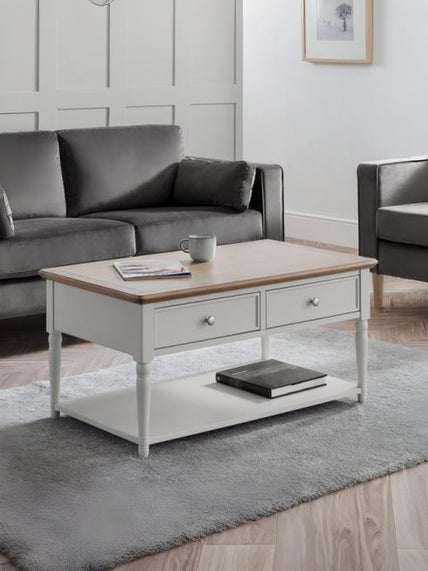 Palma 2 Drawer Coffee Table Limed Oak/Grey