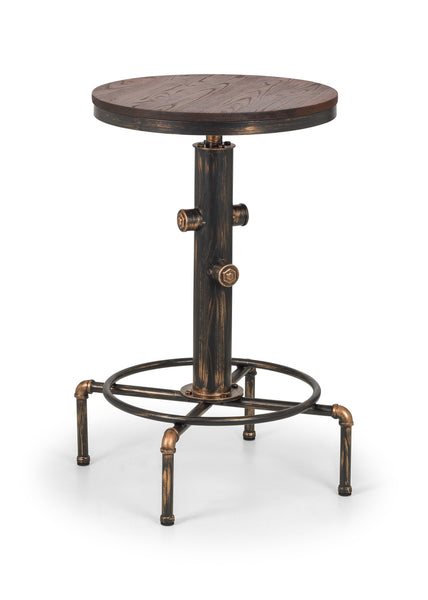 Rockwell Pipework Bar Table Brushed Copper/Rustic Elm