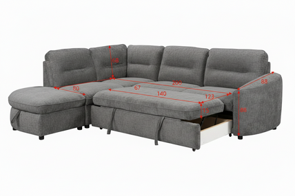 Mirella Sofa Bed Left Hand Facing Corner Beige