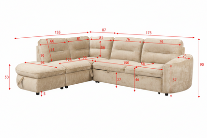 Mirella Sofa Bed Right Hand Facing Corner Dark Grey