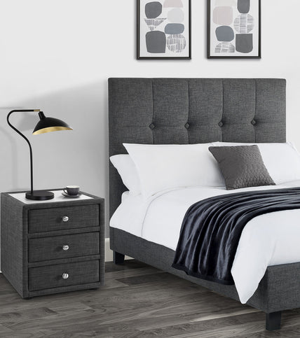 Sorin 3 Drawer Bedside Grey