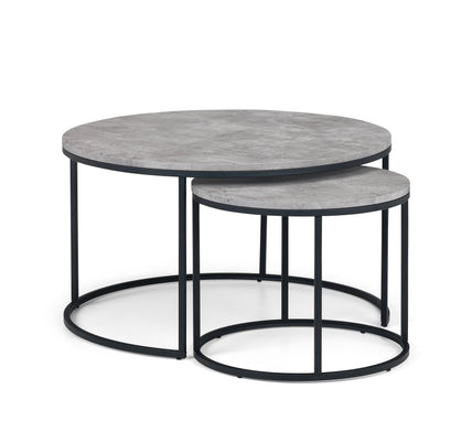 Tala Concrete Round Nesting Coffee Table Concrete/Black