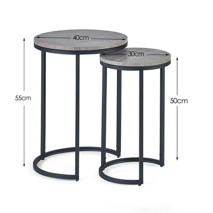 Tala Round Nesting Side Tables Concrete/Black