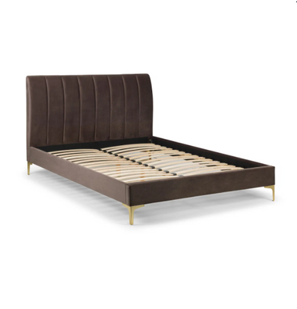 Dante Bed Frame Double Truffle Velvet/Brushed Gold