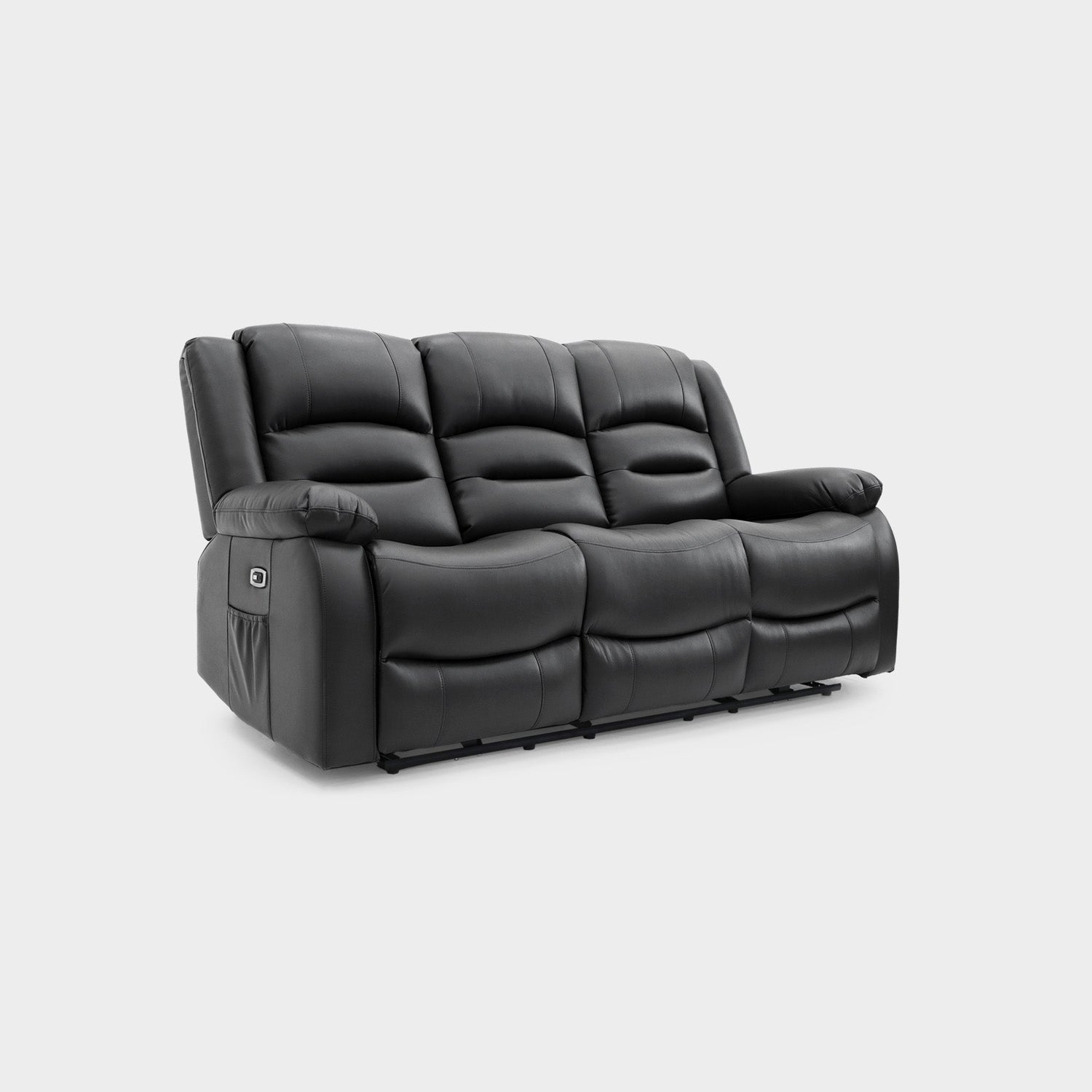 Alva Seater Faux Leather Recliner Sofa Black – Honeypot Furniture