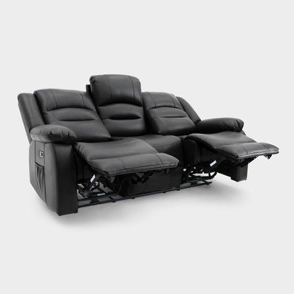 Alva Electric Recliner Sofa Black 3 Seater