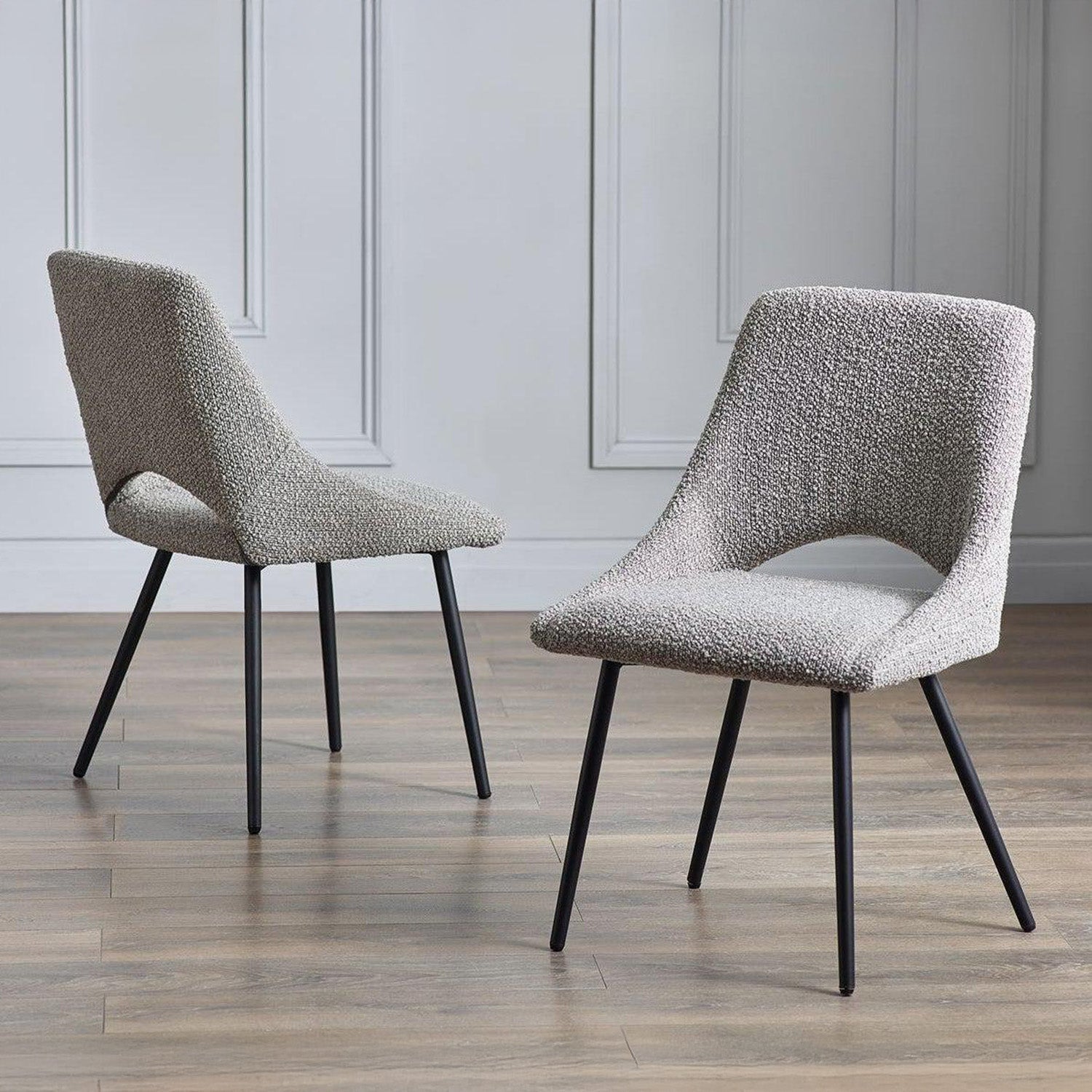 Apis Set Of 2 Dining Chairs Boucle Grey