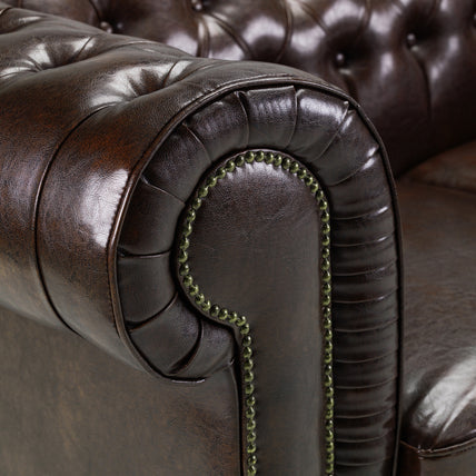 Chesterfield Sofa Antique Brown 3 Seater