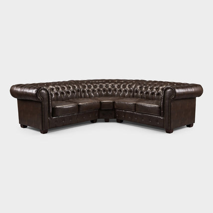 Chesterfield Sofa Antique Brown Large Corner