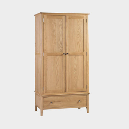 Cole Wardrobe Oak 2 Door 1 Drawer