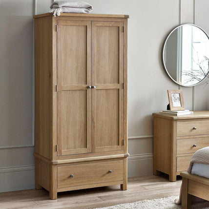 Melissa Wardrobe Limed Oak 2 Door 1 Drawer