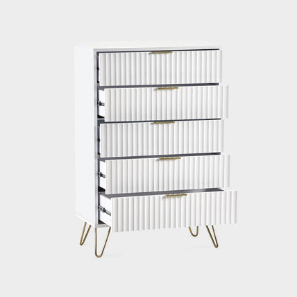 Mira Chest White 5 Drawer