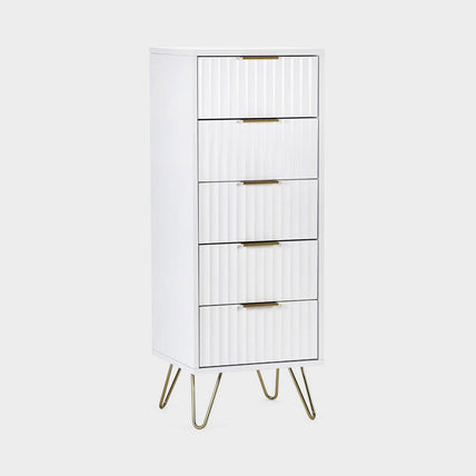 Mira Chest White 5 Drawer Tall