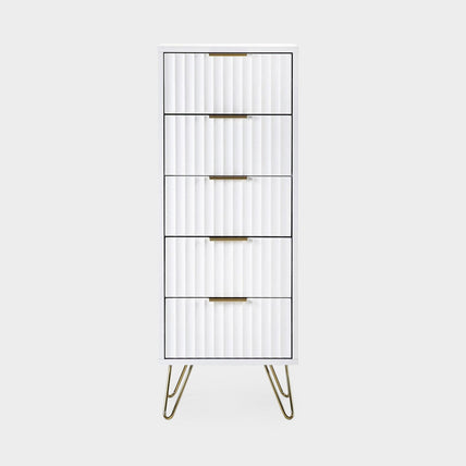 Mira Chest White 5 Drawer Tall