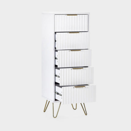 Mira Chest White 5 Drawer Tall
