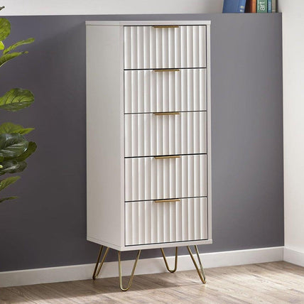 Mira Chest White 5 Drawer Tall
