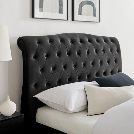 Rosa Bed Frame Double Black Velvet