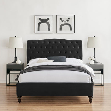 Rosa Bed Frame Double Black Velvet