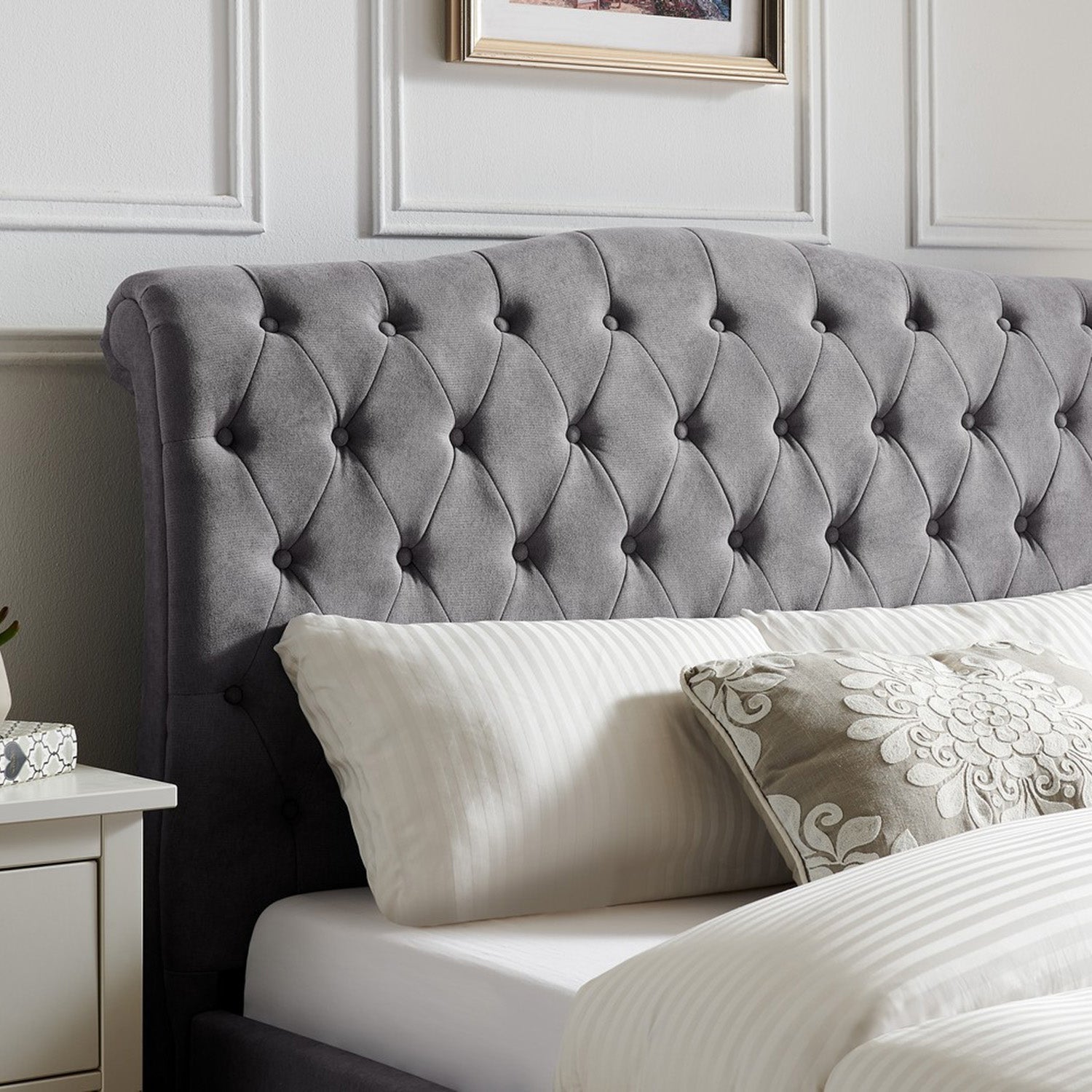 Rosa Bed Frame King Light Grey