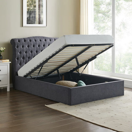 Rosa Storage Bed Frame King Dark Grey