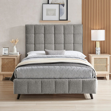 Starla Bed Frame King Grey Boucle