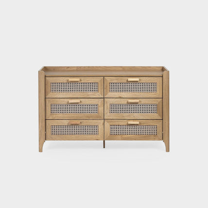 Sunny Chest Oak 6 Drawer Wide