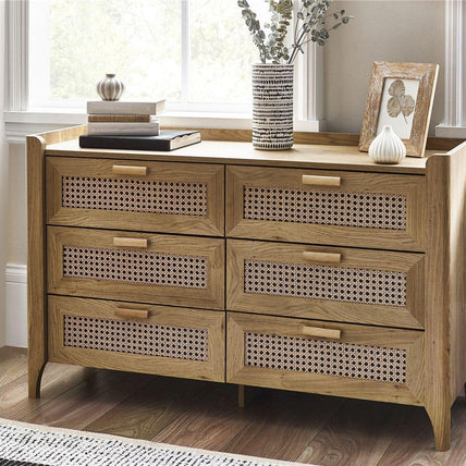 Sunny Chest Oak 6 Drawer Wide