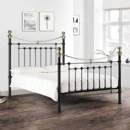 Victoria Bed Frame Double Black/Brass