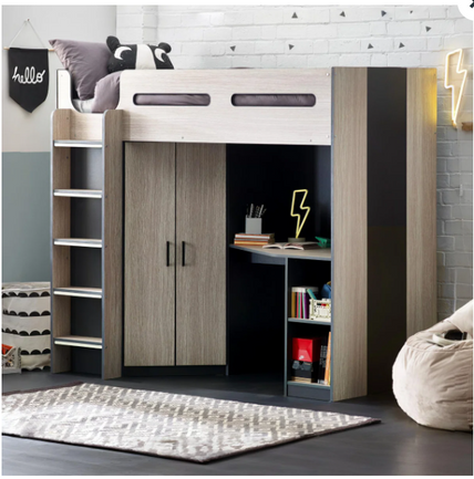 Holly High Sleeper Bed Woodgrain & Anthracite