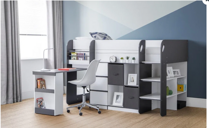 Saffron Midsleeper Bed Charcoal/White