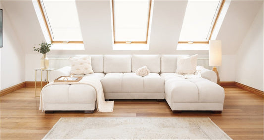 cream colored corner sofa bed