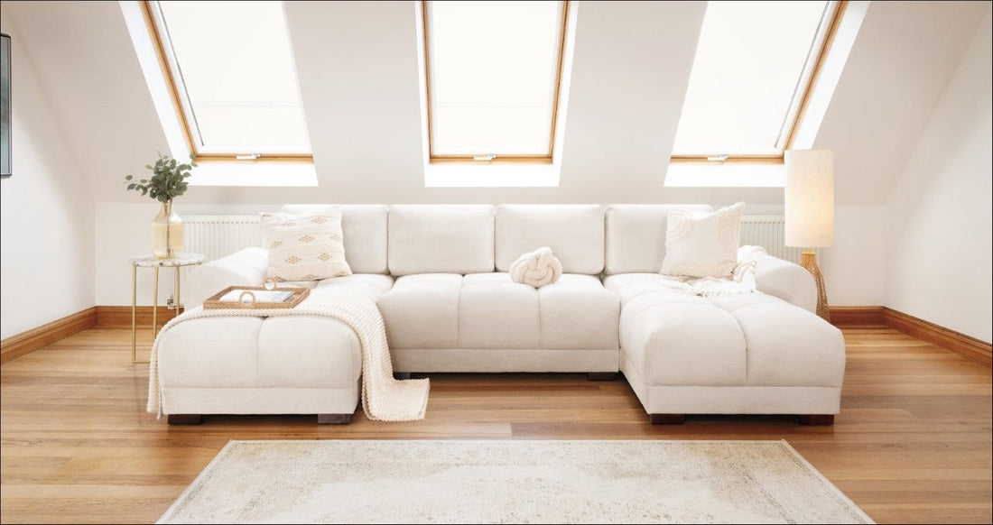 cream colored corner sofa bed