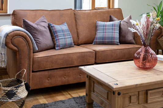 comfortable brown leather sofa