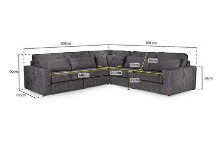 Kiana Modular Sofa Grey Large Corner