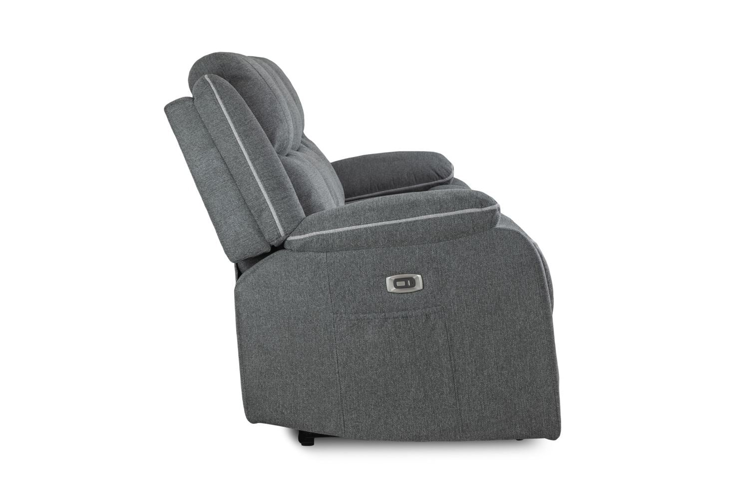 Harald Electric Recliner Sofa Grey Fabric 3 Seater