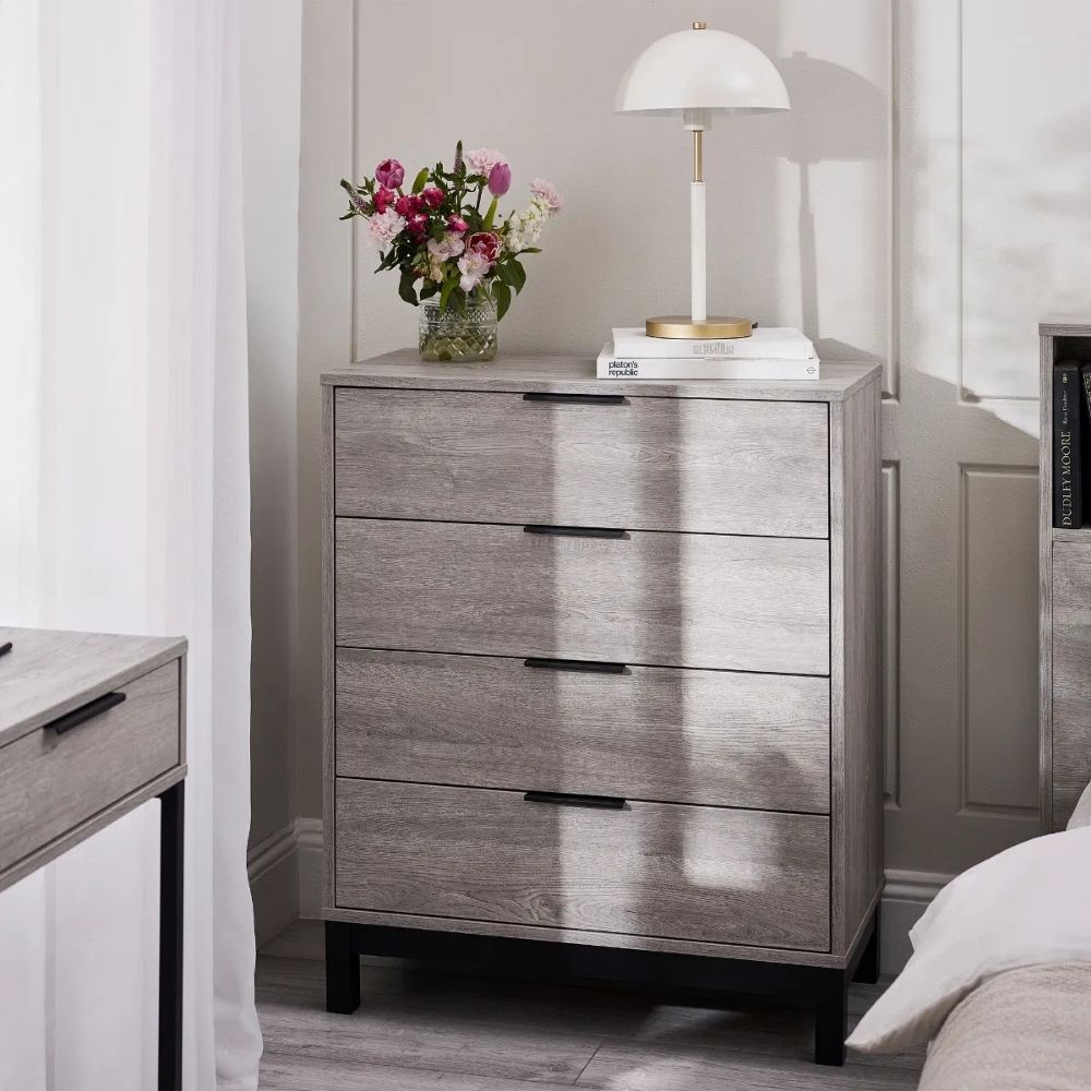 Bali Chest 4 Drawer Grey Oak