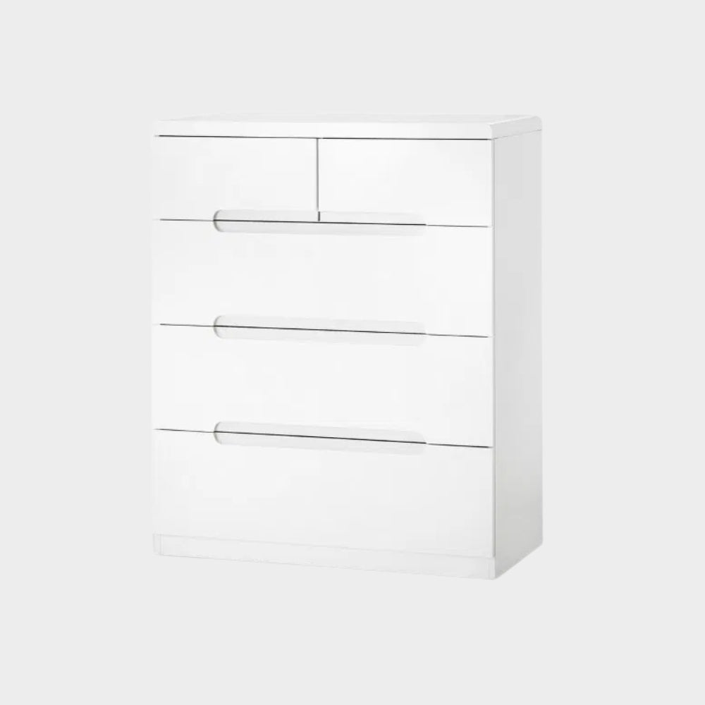 Manhattan Chest 3+2 Drawer High Gloss White