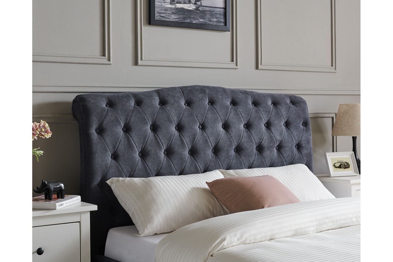 Rosa Bed Frame Single Dark Grey