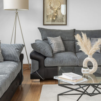 Logan Sofa Black/Grey 2 Seater