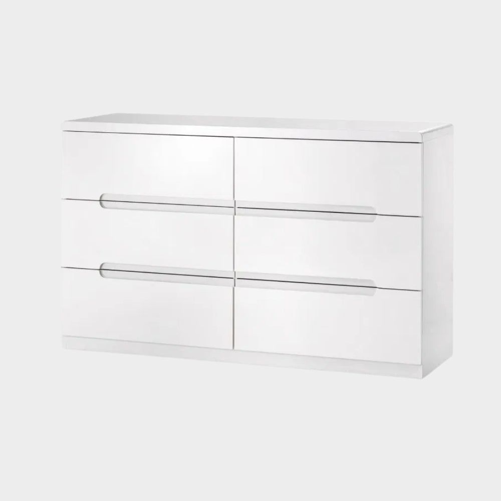 Manhattan Chest 6 Drawer High Gloss White