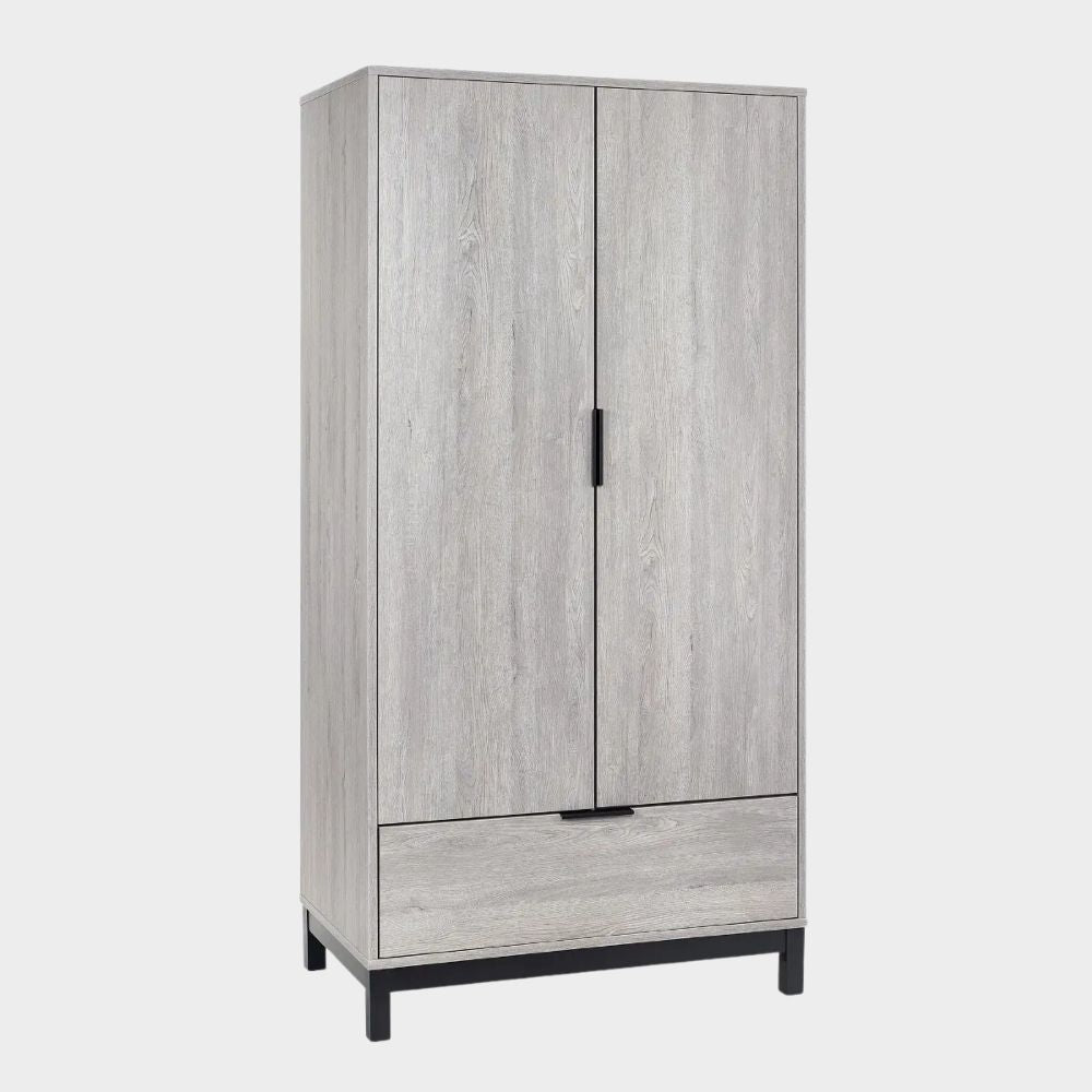 Bali Wardrobe 2 Door 1 Drawer Grey Oak