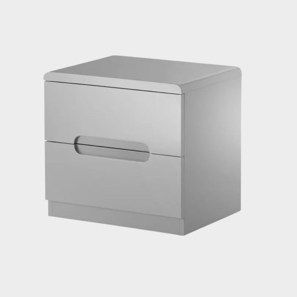 Manhattan Bedside 2 Drawer Grey High Gloss
